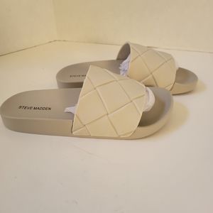 Steve madden quilt pattern soulful Grey women's slides size 9